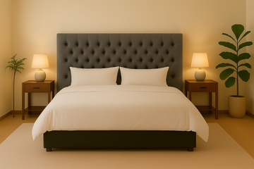 Deep Buttoning Headboard Grey