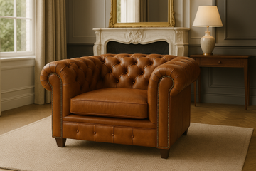 Chesterfield One Seater Full Leather Couch