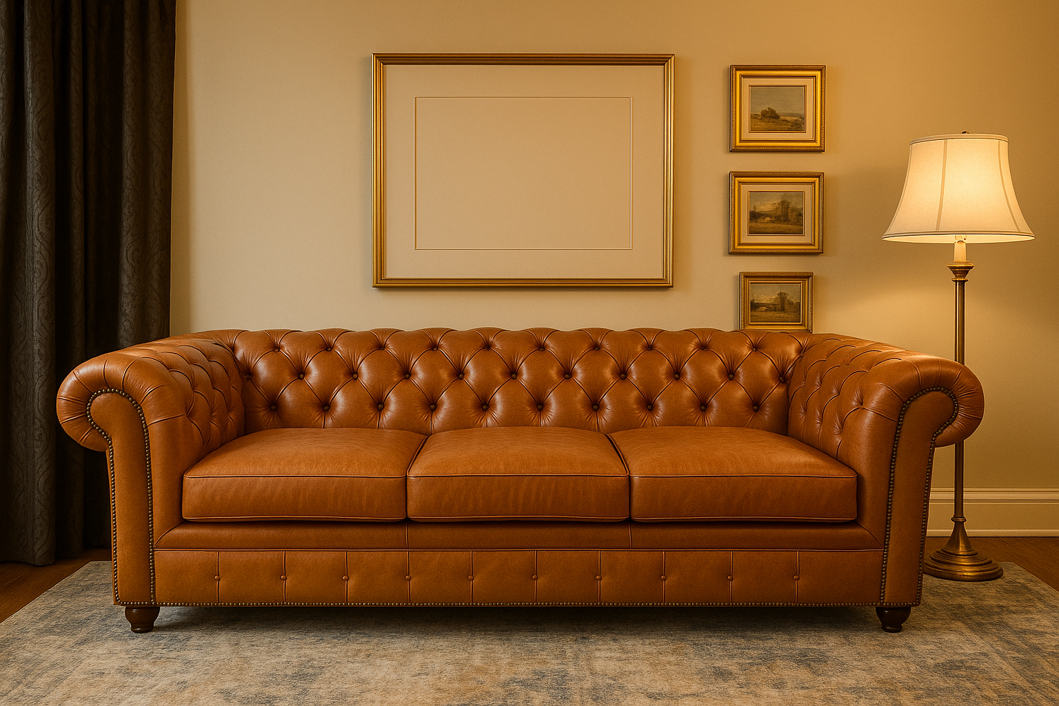Chesterfield Couch Three Seater 100% Leather