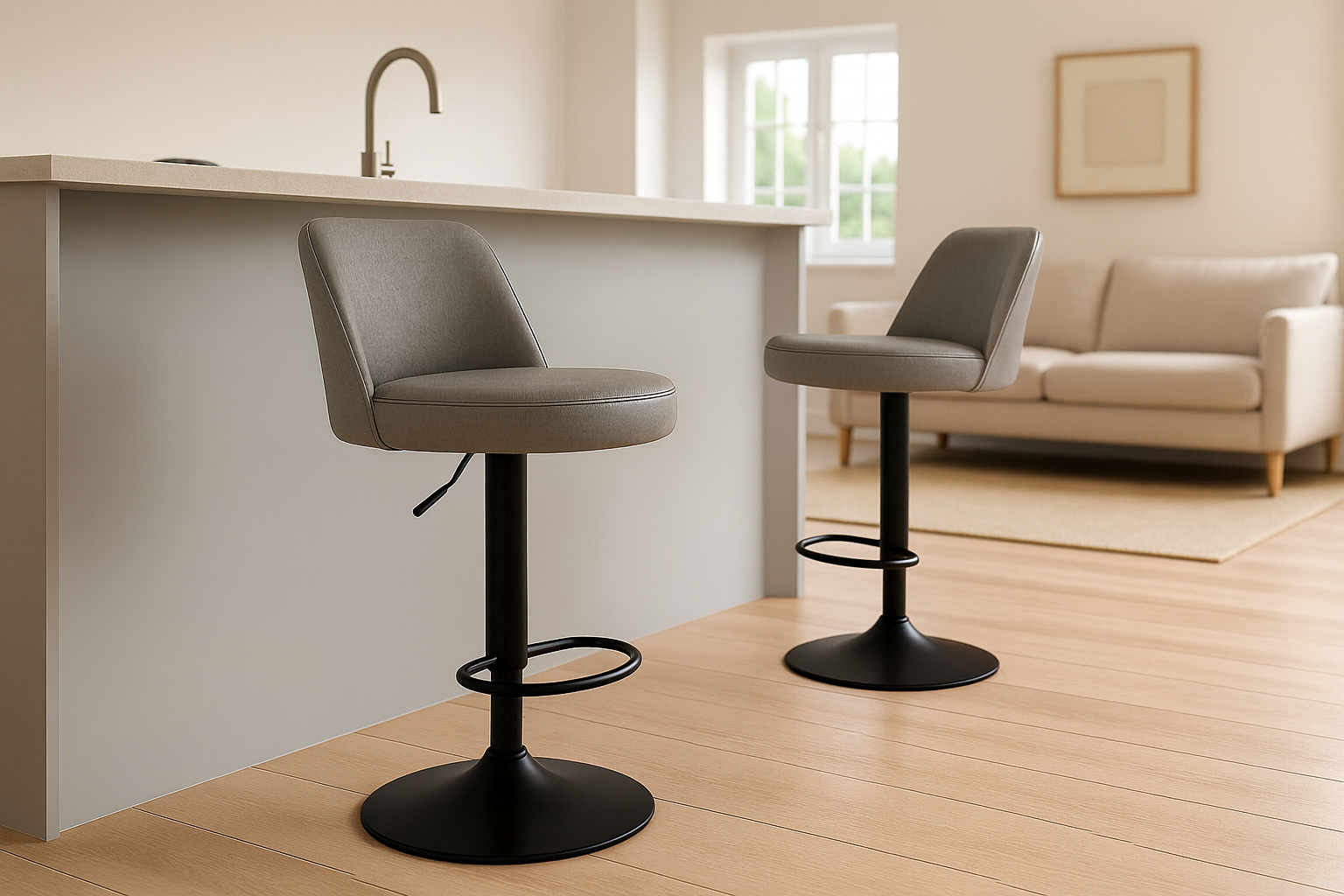 Grey Bar Chair Black Foot