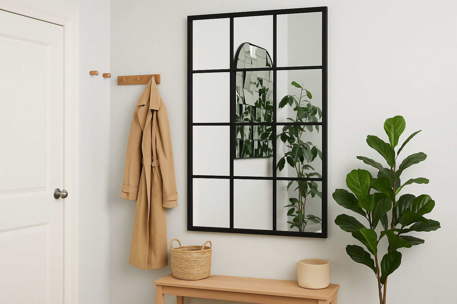 Grid Wall Mirror | Modern Black Frame | Budget Furn