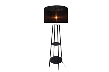 Hybrid Pleated Black Floor Lamp