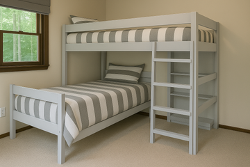 L-Shape Double Bunk with Free Bookcase