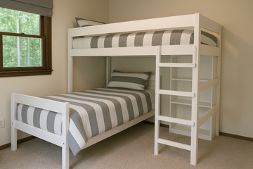 L-Shape Double Bunk with Free Bookcase