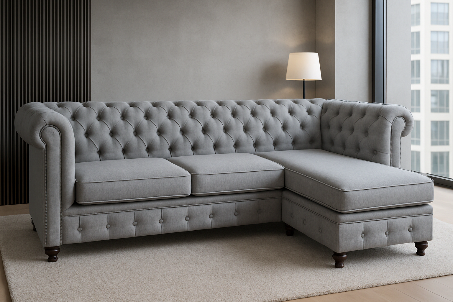 Mrs. Grey Chesterfield L Shape with Movable Ottoman