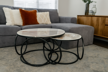 Nesting Coffee Table Set - Brown / Grey Top