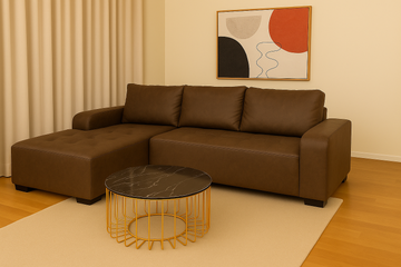 Olivia L Shape Couch With Ottoman