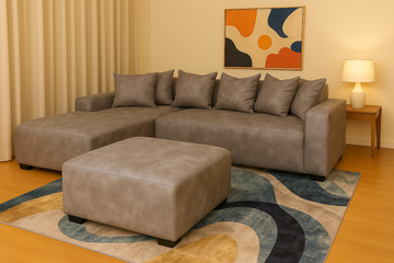 Olivia L Shape Couch With Ottoman