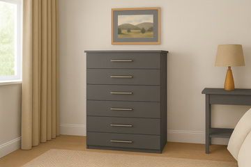 Six Drawer - Chest of Drawers Melamine Grey