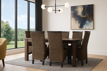 Sonet Dining Set Six Chairs Brown