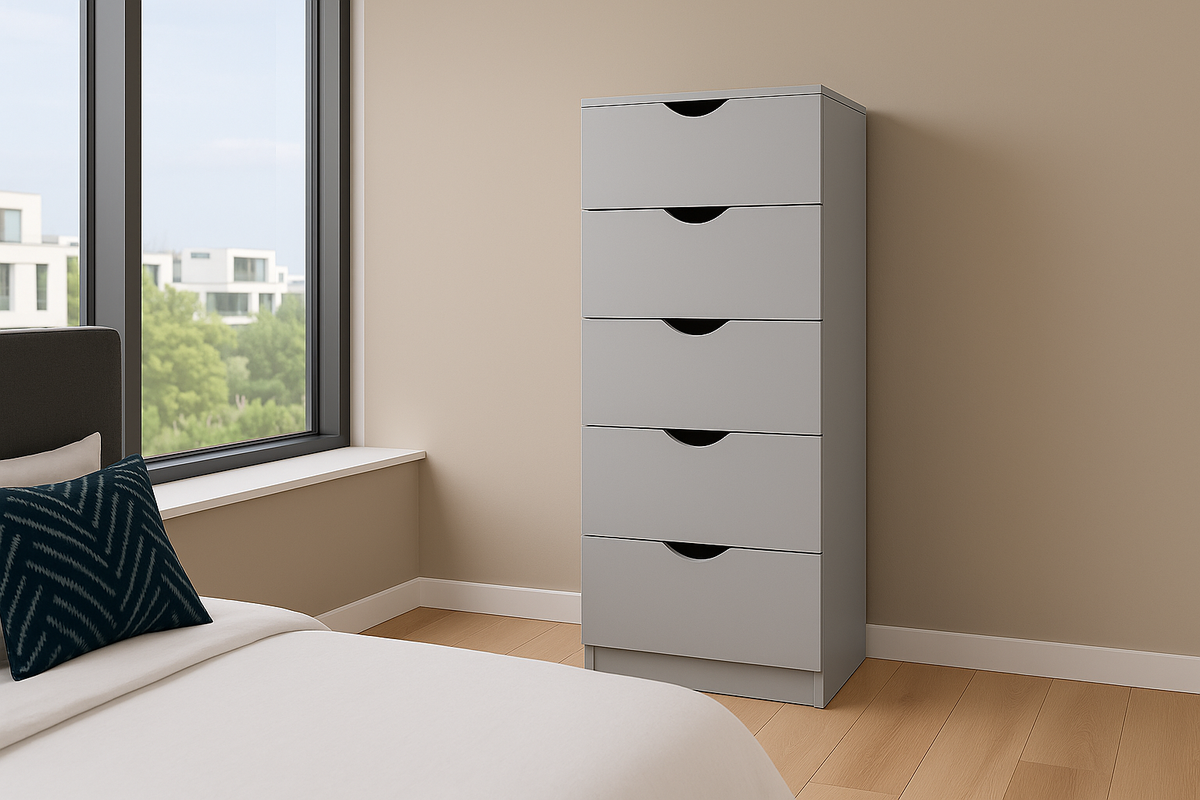 Modern Tall Boy Chest of Drawers | 5-Drawer Storage Unit