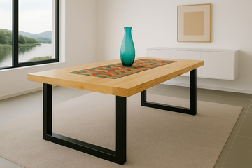 U-Leg Black and Pine Table