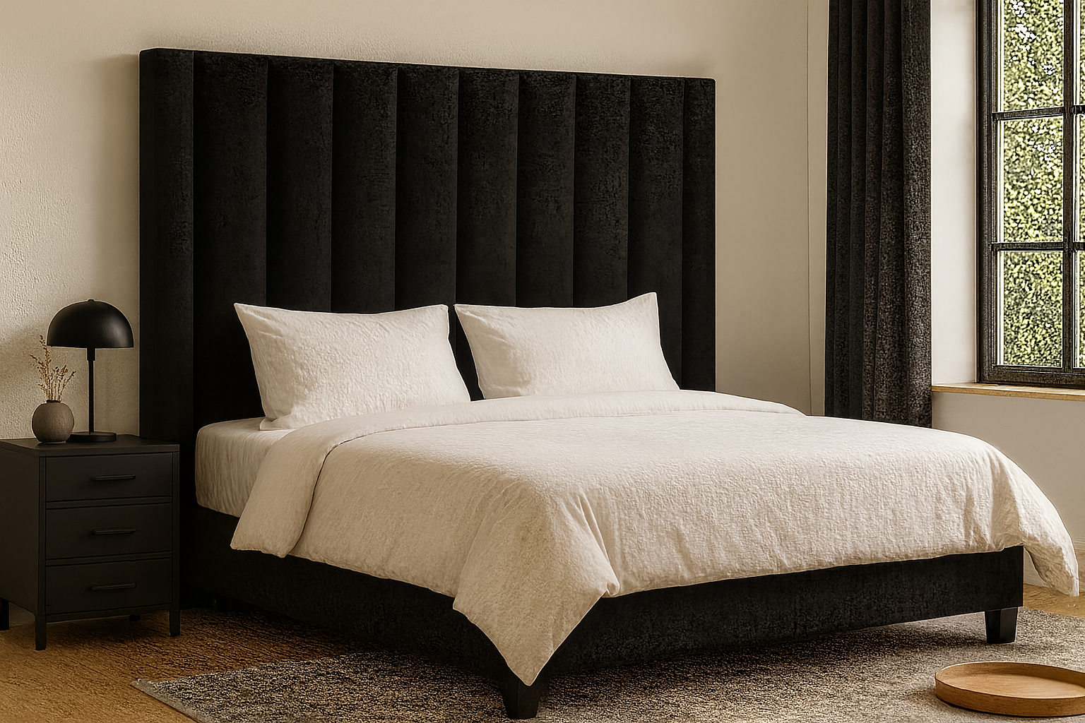 Velvet Bubble Headboards Only (Not a Set) - Black